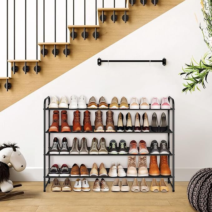 4 Tier Long Shoe Rack for Closet Floor