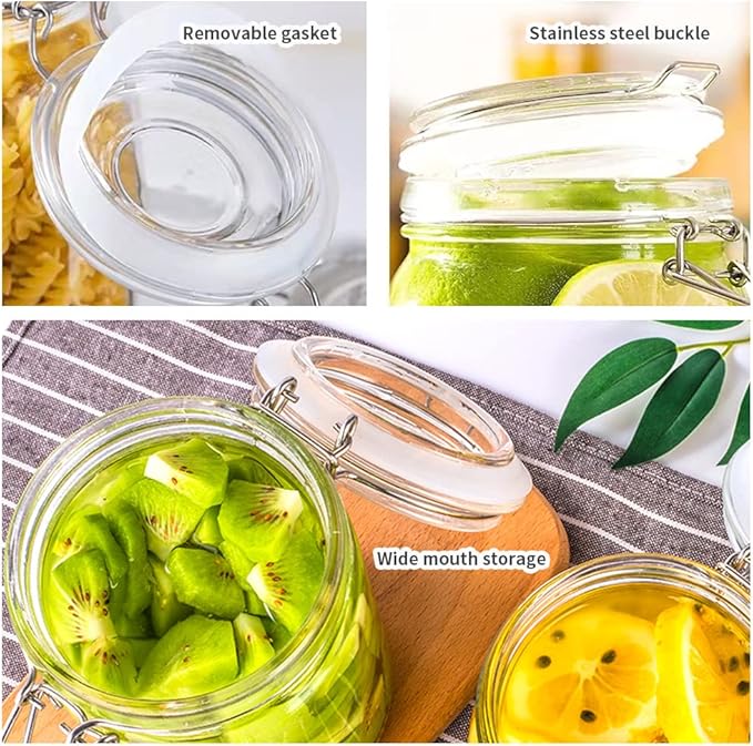 32oz Glass Food Storage Jars with Airtight Clamp Lids