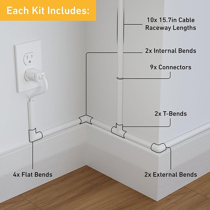 D-Line Half Round Cord Hider, Patented Cable Cover, Hide TV Wall Mount Wires