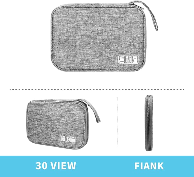 Lcsmaokin Electronics Organizer Travel Case,Electronic Accessories Storage Bag,Portable Waterproof Cable Organizer Bag,with 5 Cable Ties，for Travel,Work-Grey