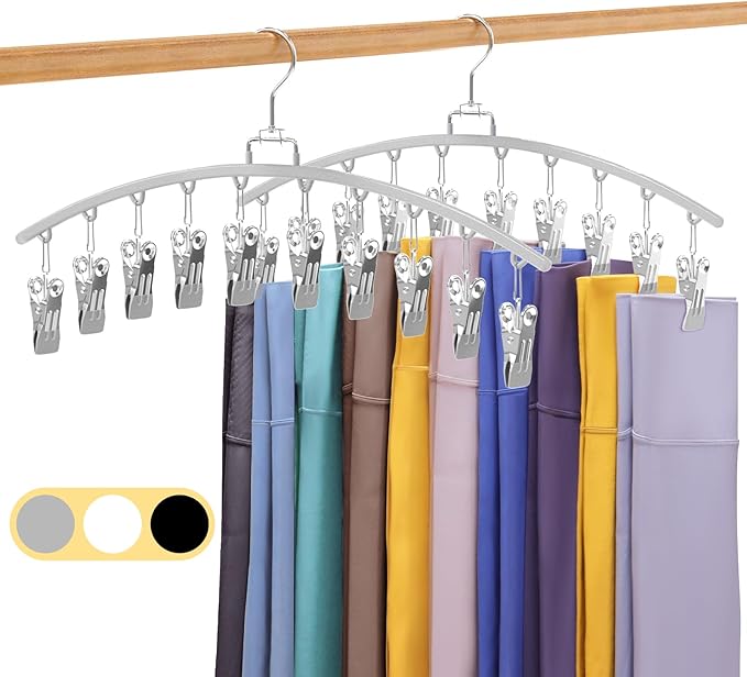 2 Pack Legging Organizer for Closet 360° Swivel, Grey