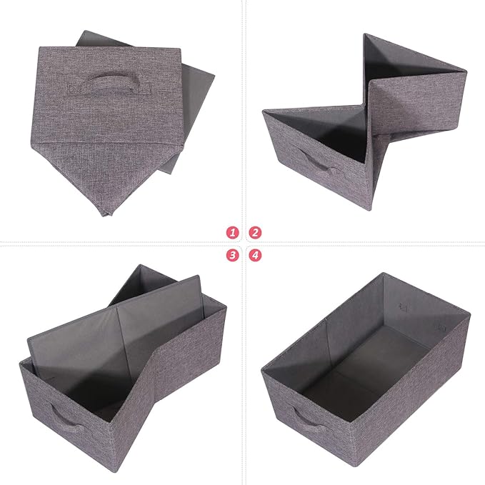 TENABORT Set of 3 Closet Organizer Bins with Handle, Fabric Foldable Storage Baskets Cloth Box Containers for Shelves Home Office Clothes Clothing