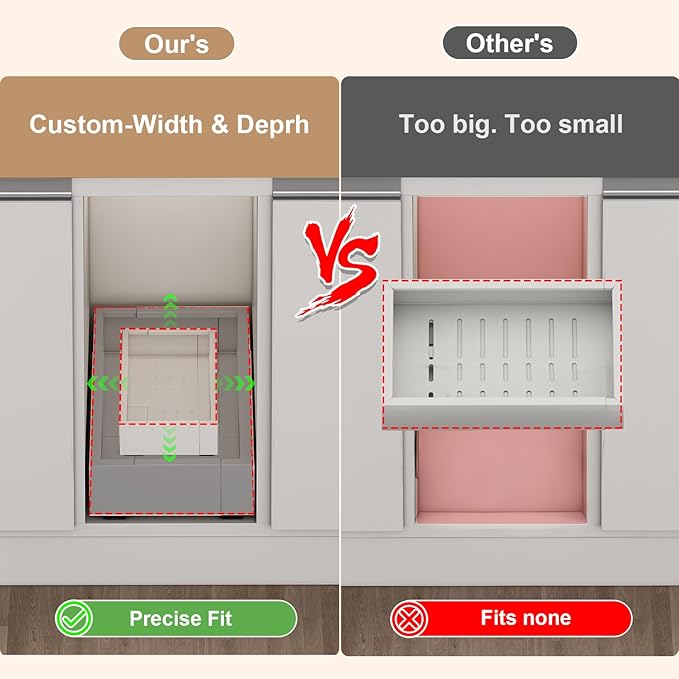 2Pc Pull out Cabinet Organizer, Width (7"-11") and Depth(17"-24"), Expandable