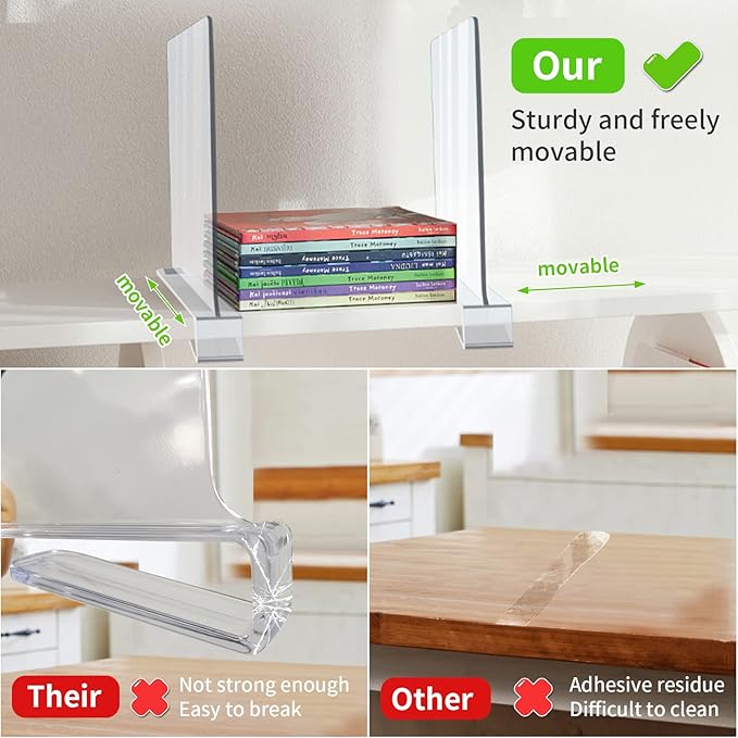 Acrylic Shelf Dividers, Clear Shelf Divider for Closet Organization, 4PCS