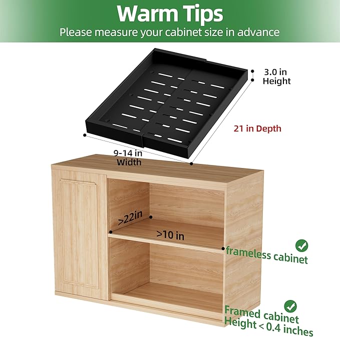 4 Pack Expandable Pull Out Cabinet Organizer, Black, 21"D X 9-14"W