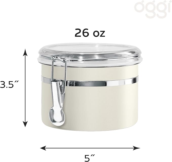 Stainless Steel Kitchen Canister 26 fl oz, Gray, Airtight Clamp Lid