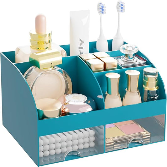 Makeup Organizer with 2 Drawers, Dark Green