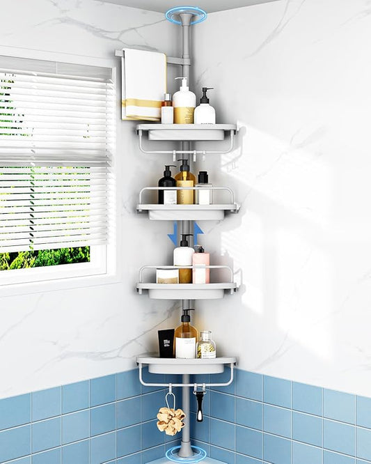 Corner Shower Caddy Tension Pole, Grey