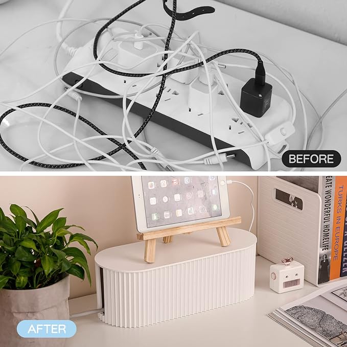 Cable Management Box with 10 Cable Ties, Organizer Box for Power Strips