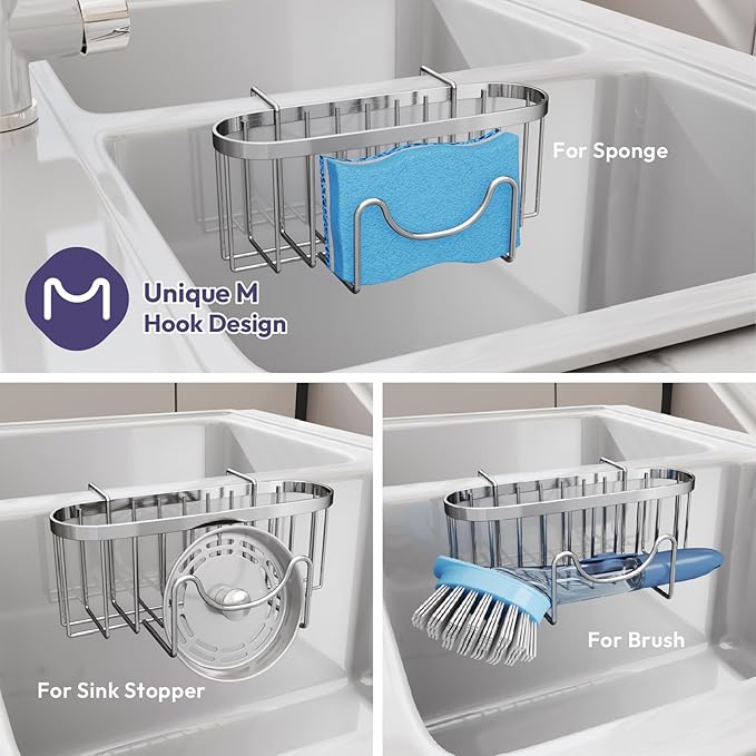 Sponge Holder for Kitchen Sink, Silver L