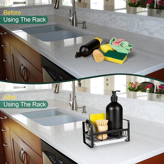 Sponge Holder for Kitchen Sink- Stainless Steel Kitchen Sink Caddy