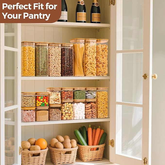 0.8 Qt Glass Food Storage Jars Set of 6