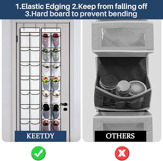 2 Pcs Over The Door Shoe Organizer 14 Large Pocket Hanging Shoe Rack for Closet