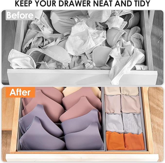 Drawer Organizer Clothes, 48 Compartments, Grey
