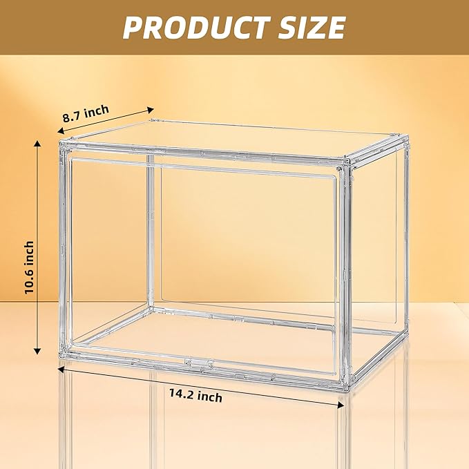 Clear Acrylic Display Case, Stackable Storage Box with Magnetic Lid