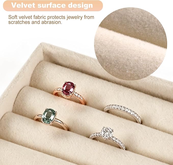8-Piece 6" Velvet jewelry drawer organizer inserts Removable Dividers, Stackable Drawer Organizer for Rings Earrings Makeup, Vanity Dresser Storage