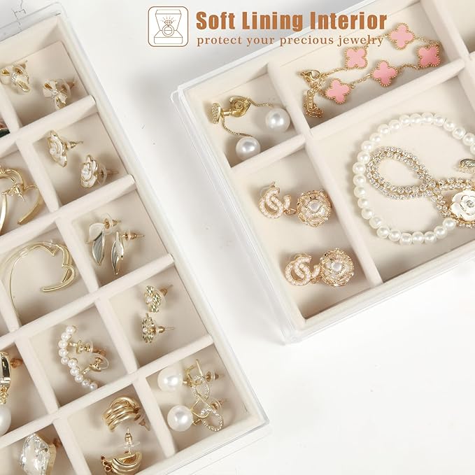 5 Drawers Clear Jewelry Box for Women and Girls, Mother's Day Warm White