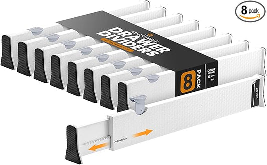 Adjustable Drawer Dividers, 2.5" Tall, Expandable 13-22", 8-Pack