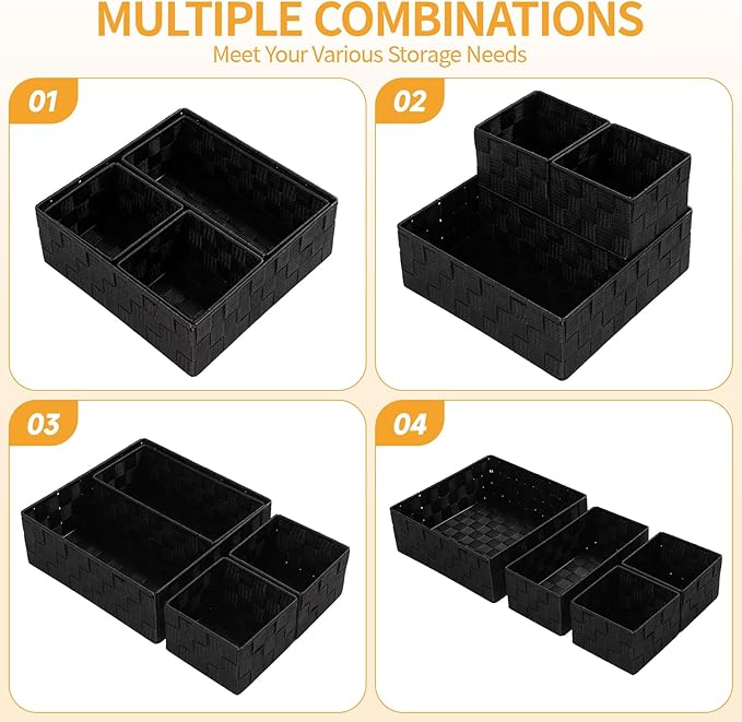 Small Black Baskets Cube Bin Container Tote