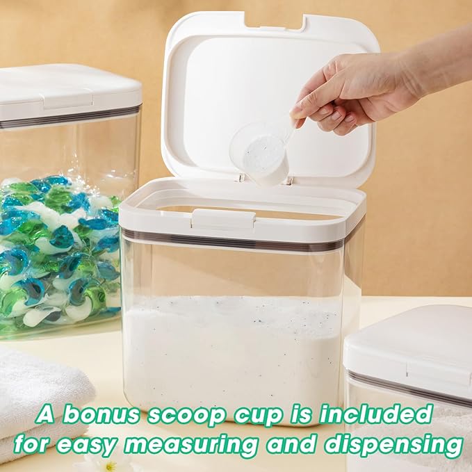 Versatile Storage Container Bin with Pop-up Lid & Scoop