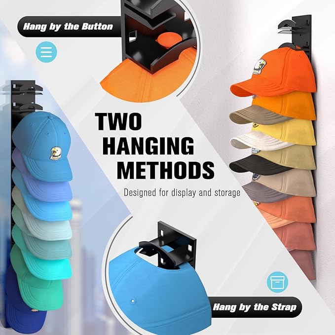 Hat Organizer for Baseball Caps 2Pack, Black