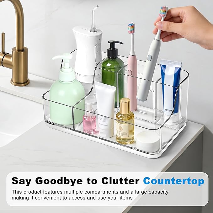 White Cosmetic Storage Box Dressing Table & Bathroom Counter Storage Lipstick & Brush Beauty Organizer Dressing Table Skincare Organizer Suitable for Bathroom, Living Room, and Kitchen Storage