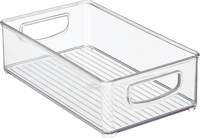 iDesign Stackable Pantry Bin with Handles for Kitchen Storage, Set of 4, Clear, Made in USA