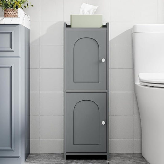 Bathroom Storage Cabinet, 7.9" D x 9.8" W x 29.5" H Gray
