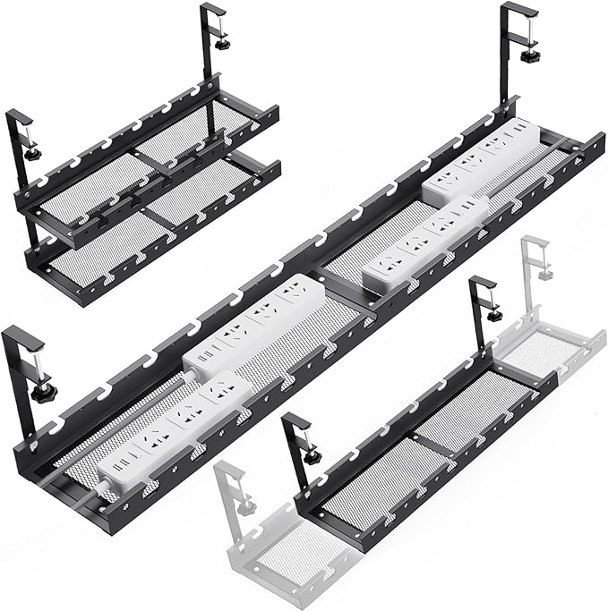 31Inch Extendable Under Desk Cable Management Tray Multi-Model Metal Cable