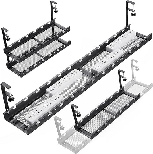 31Inch Extendable Under Desk Cable Management Tray Multi-Model Metal Cable