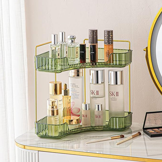 Shuang qing 2-Tier Corner Bathroom Counter Organizer, Storage Shelf for Makeup