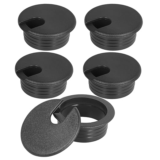 1-1/2" Black Desk Grommet, 5 Pieces