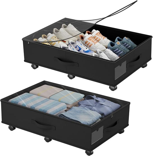 2-Pack Under Bed Storage Organizer with Clear Zippered Lid