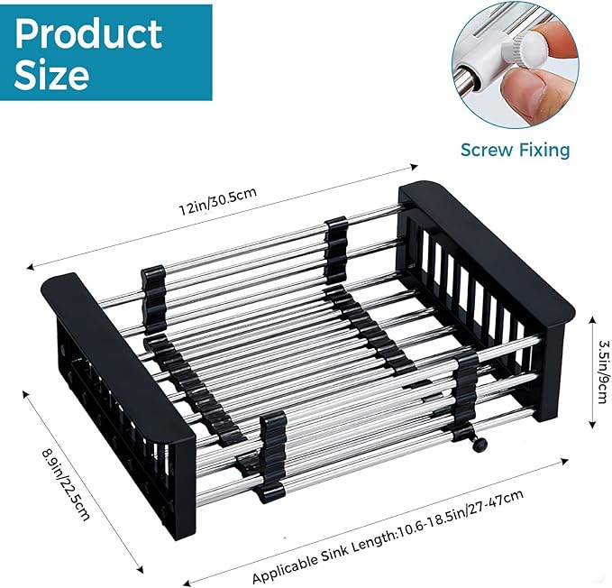 Over Sink Dish Drying Rack, Black