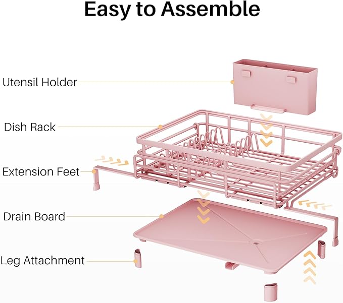 Dish Drying Rack, Extendable Dish Rack, Pink
