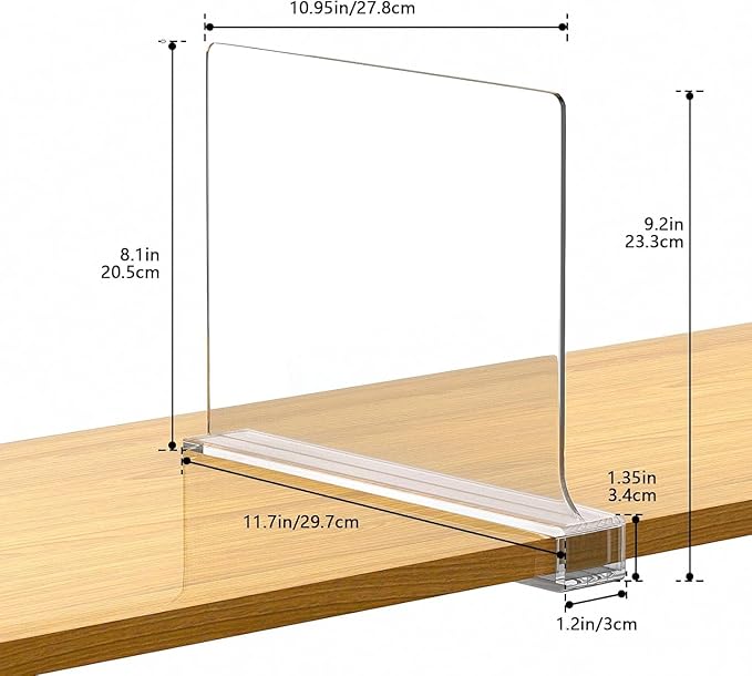 16 PCS Shelf Dividers for Closet Organization Acrylic Clear Closet Shelf Divider for Wooden Shelving Suitable for Wooden or Vertical Shelves Or Bedroom, Kitchen and Office