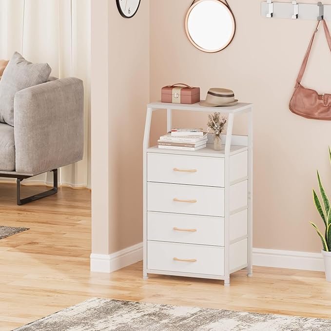 Tall 4 Drawers Dresser, Vertical Storage Tower for Bedroom, Hallway, Entryway