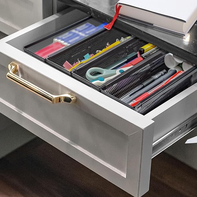 4PCS Drawer Organizer for Kitchen, 12 * 3 * 2 Inches,Black
