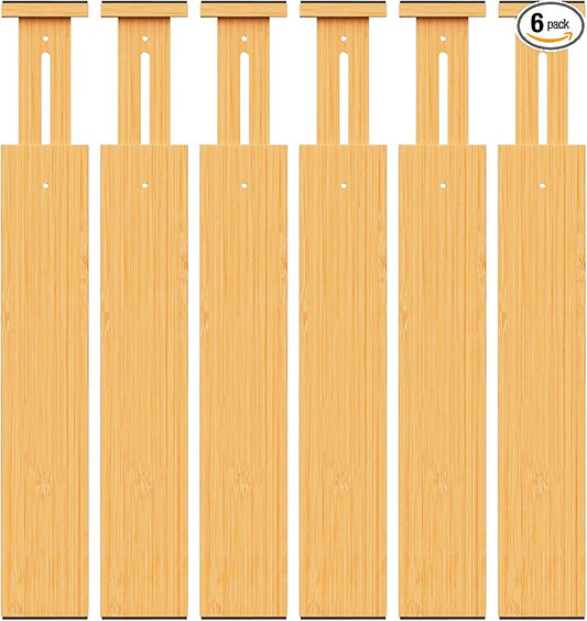 Bamboo Drawer Dividers, Adjustable Kitchen Drawer Organizer for Clothes