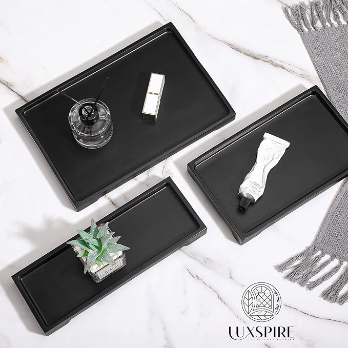 Bathroom Vanity Tray, Resin Black Bathroom Tray Toilet Tank Tray