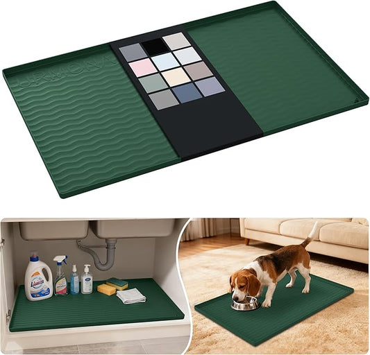 Waterproof Silicone Under Sink Mat 31'' x 19'' Shelf Liner for Kitchen, Green