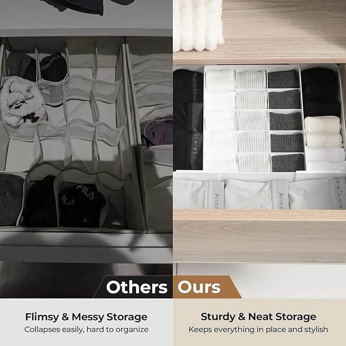Expandable Drawer Organizer, 14-Grid Storage Box for Underwear, Bras, Socks