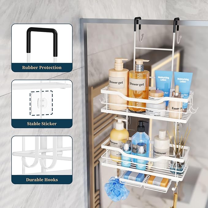 Over The Door Shower Caddy, White