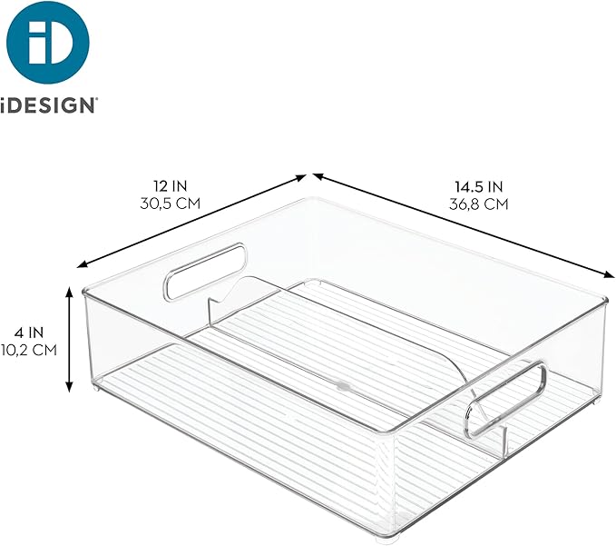 iDesign Divided Pantry Bin with Handles for Pantry, Refrigerator, or Freezer - Set of 3 - Clear