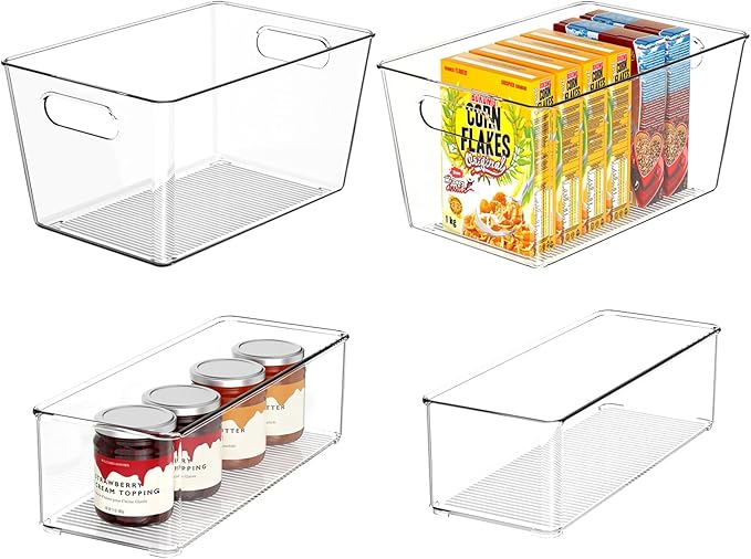 Set of 4 Clear Plastic Storage Bins