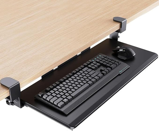 Keyboard Tray Under Desk, Keyboard Holder with C-Clamp Hardware