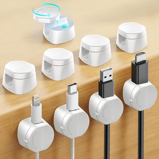 Cable Clips Cord Holder for Desk, White, 9 PCS