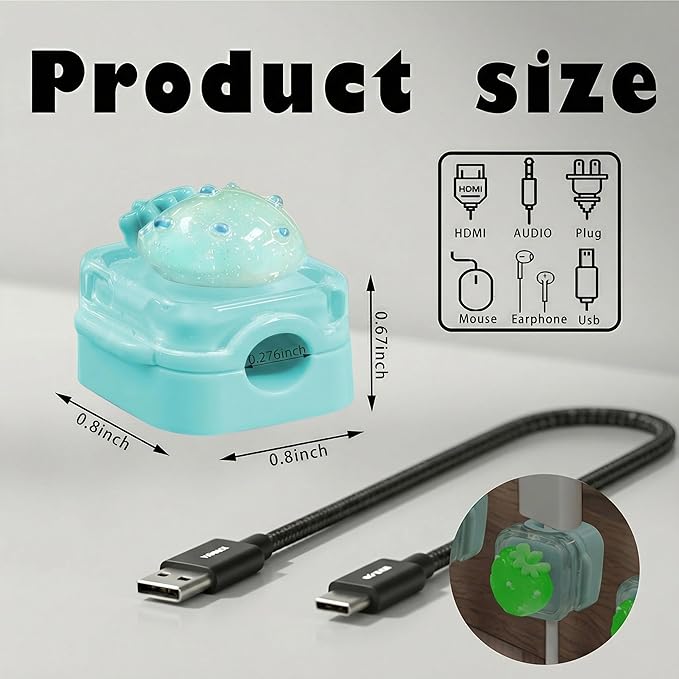 9Pack Magnetic Cable Clips for Nightstand, Adhesive Night-Glowing Cord Holder Organizer for Office Home Desk Wall Car (Blue,Strawberry)