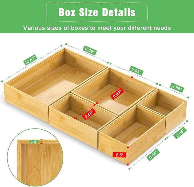 Bamboo Bathroom Drawer Organizer Dividers