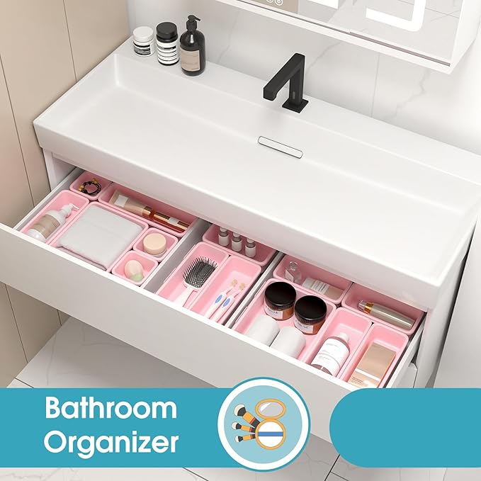 33 PCS Drawer Organizer Set, Pink